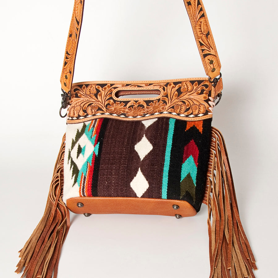 American Darling Clutch Hand Tooled Saddle Blanket Fabric Genuine Leather Western Women Bag Handbag Purse | Purses for Cute