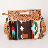 American Darling Clutch Hand Tooled Saddle Blanket Fabric Genuine Leather Western Women Bag Handbag Purse | Purses for Cute
