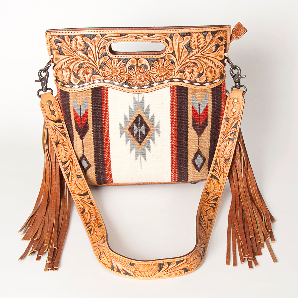 American Darling Clutch Hand Tooled Saddle Blanket Fabric Genuine Leather Western Women Bag Handbag Purse | Purses for Cute