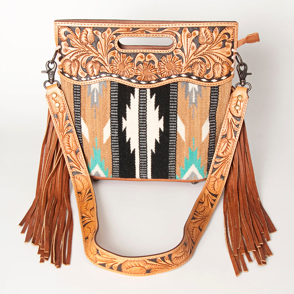 American Darling Clutch Hand Tooled Saddle Blanket Fabric Genuine Leather Western Women Bag Handbag Purse | Purses for Cute