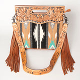 American Darling Clutch Hand Tooled Saddle Blanket Fabric Genuine Leather Western Women Bag Handbag Purse | Purses for Cute