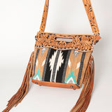 American Darling Clutch Hand Tooled Saddle Blanket Fabric Genuine Leather Western Women Bag Handbag Purse | Purses for Cute