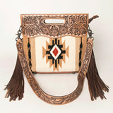 American Darling Clutch Hand Tooled Saddle Blanket Fabric Genuine Leather Western Women Bag Handbag Purse | Purses for Cute