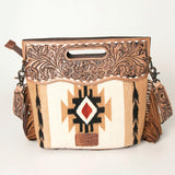 American Darling Clutch Hand Tooled Saddle Blanket Fabric Genuine Leather Western Women Bag Handbag Purse | Purses for Cute