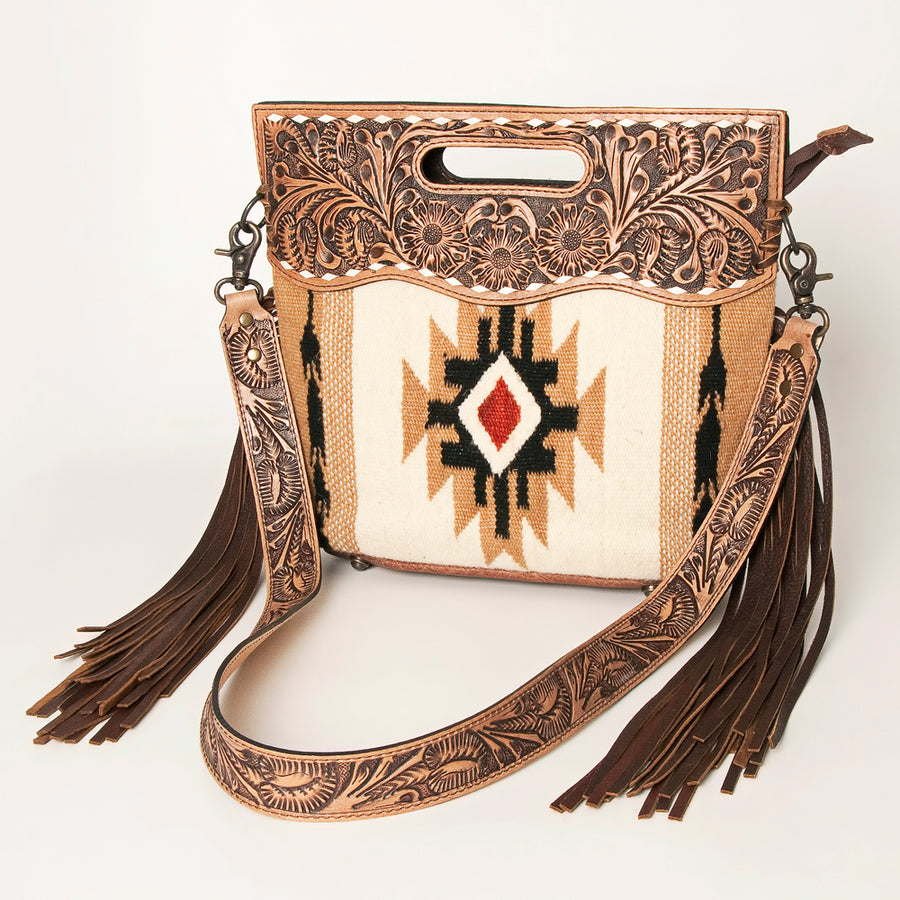 American Darling Clutch Hand Tooled Saddle Blanket Fabric Genuine Leather Western Women Bag Handbag Purse | Purses - Uhorse