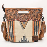 American Darling Clutch Hand Tooled Saddle Blanket Fabric Genuine Leather Western Women Bag Handbag Purse | Purses for Cute