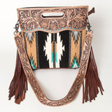 American Darling Clutch Hand Tooled Saddle Blanket Fabric Genuine Leather Western Women Bag Handbag Purse | Purses for Cute