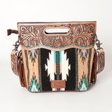 American Darling Clutch Hand Tooled Saddle Blanket Fabric Genuine Leather Western Women Bag Handbag Purse | Purses for Cute