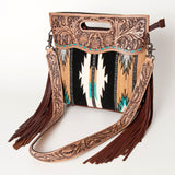 American Darling Clutch Hand Tooled Saddle Blanket Fabric Genuine Leather Western Women Bag Handbag Purse | Purses for Cute