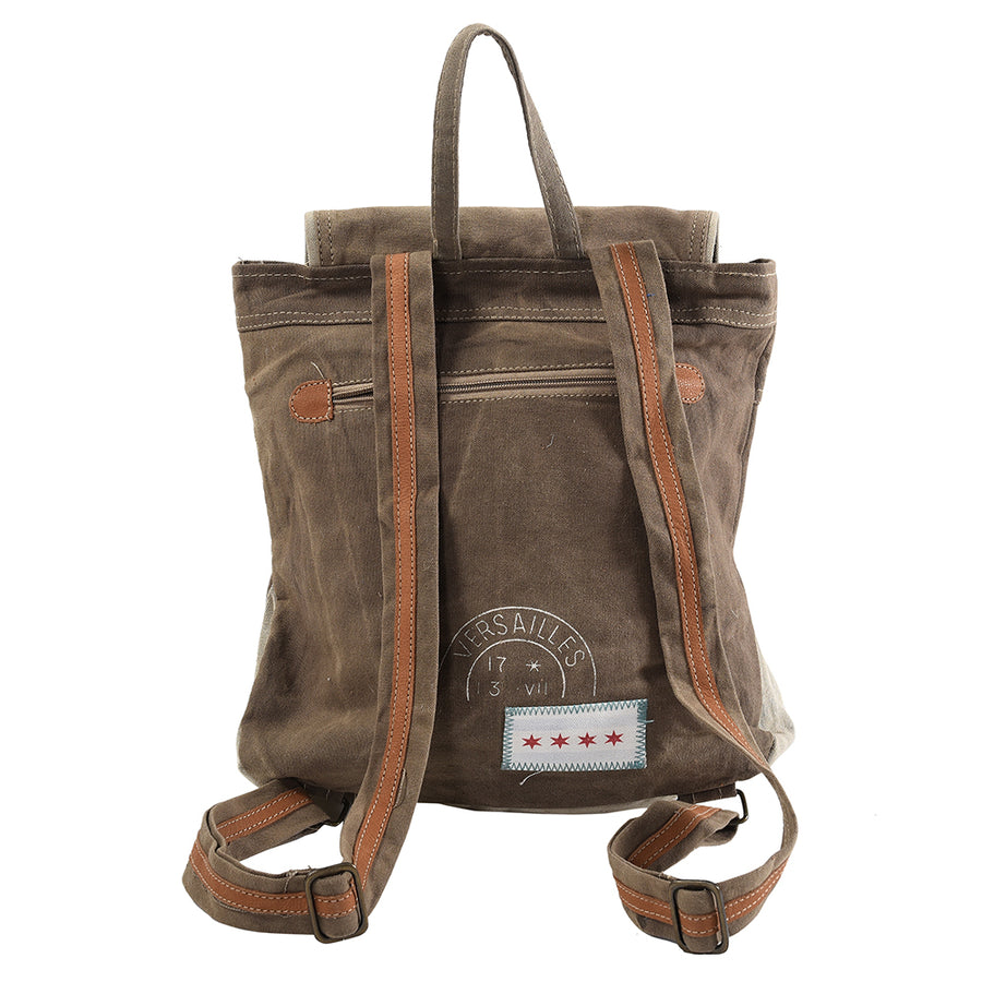 OHLAY Backpack Upcycled Canvas Genuine Leather Women Bag Western Handbag Purse | Womens Handbags Belt for Purses Summer