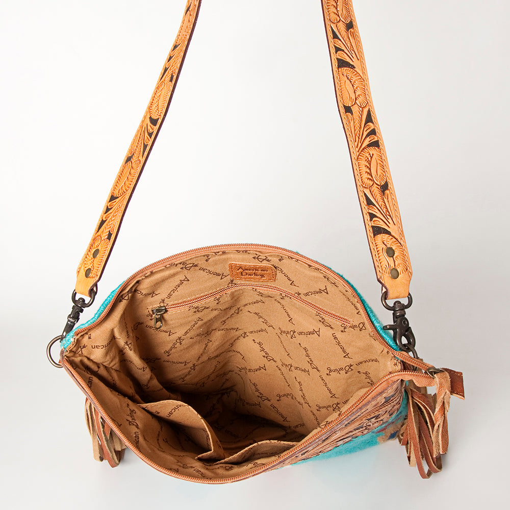 American Darling Cross Body Hand Tooled Saddle Blanket Genuine Leather Western Women Bag Handbag Purse | Crossbody for Cute