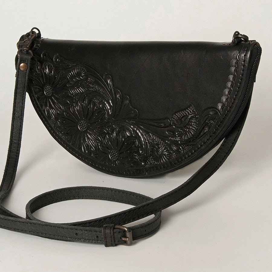 American Darling Taco Bag Handcrafted from Hand Tooled Floral Carved Genuine Leather with YKK Zipper