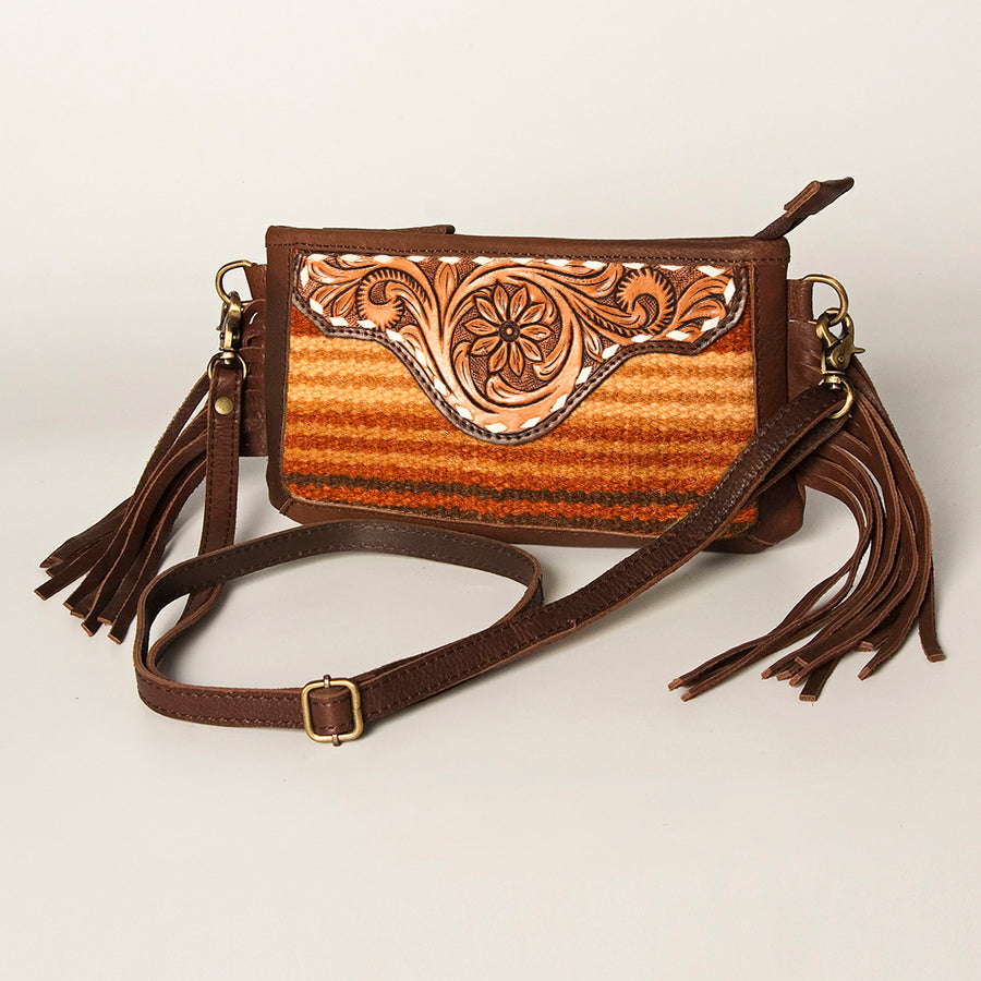 American Darling Hand Tooled Leather Saddle Blanket Small Cross body Bag - Uhorse