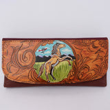 American Darling Wallet Hair on Full Grain Genuine Leather Western Women Bag | Handbag Purse Travel Clutch