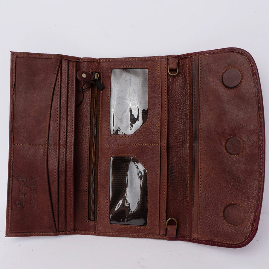 American Darling Small Cross body Bag Genuine Vegetable Tanned Leather Wallet Purse Western Handbag 4in x 1in x 8in