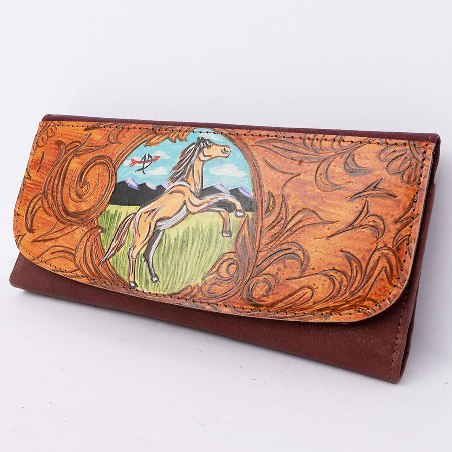American Darling Hand-Tooled Western Leather Wallet - Uhorse
