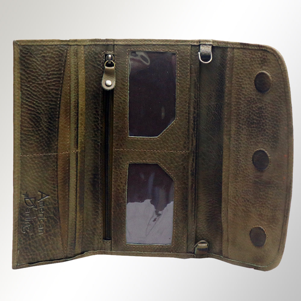 American Darling Wallet Hair on Full Grain Genuine Leather Western Women Bag | Handbag Purse Travel Clutch