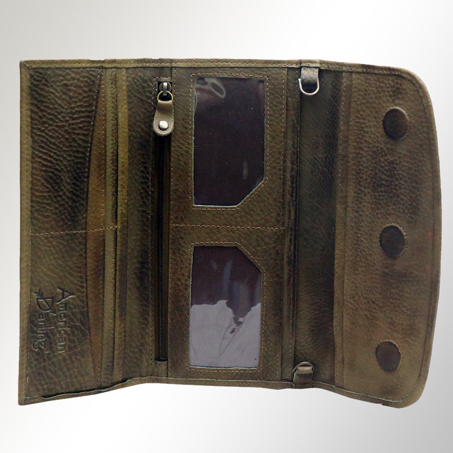 American Darling Small Cross body Bag Genuine Vegetable Tanned Leather Wallet Purse Western Handbag 4in x 1in x 8in