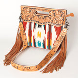 American Darling Clutch Hand Tooled Saddle Blanket Fabric Genuine Leather Western Women Bag Handbag Purse | Purses for Cute