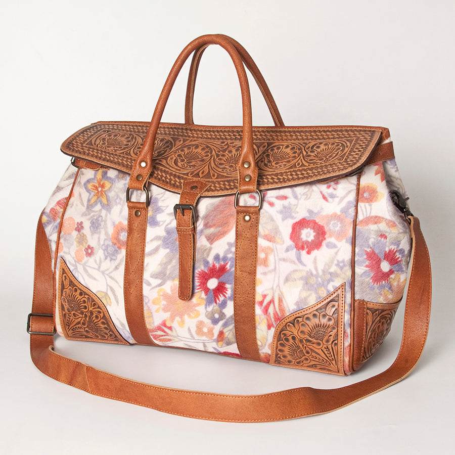 American Darling Duffle Hand Tooled Genuine Leather Women Bag Western Handbag - Uhorse