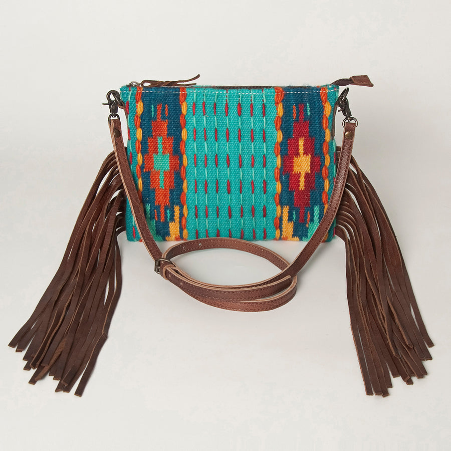 American Darling CrossBody Bag Saddle Blanket Fabric Genuine Leather Western Women Handbag Purse | for Cute Travel