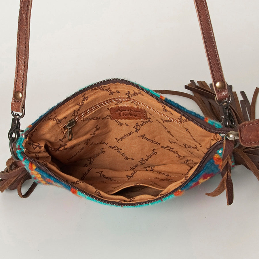 American Darling CrossBody Bag Saddle Blanket Fabric Genuine Leather Western Women Handbag Purse | for Cute Travel