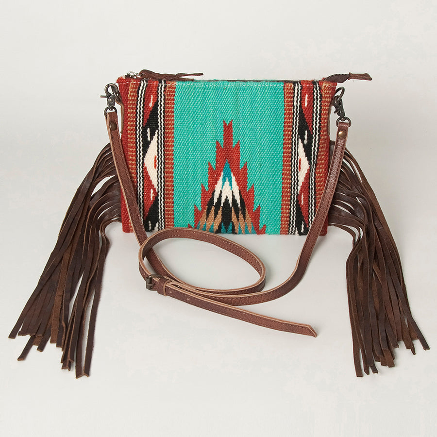 American Darling CrossBody Bag Saddle Blanket Fabric Genuine Leather Western Women Handbag Purse | for Cute Travel