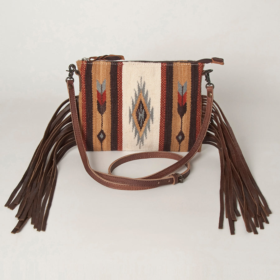 American Darling CrossBody Bag Saddle Blanket Fabric Genuine Leather Western Women Handbag Purse | for Cute Travel