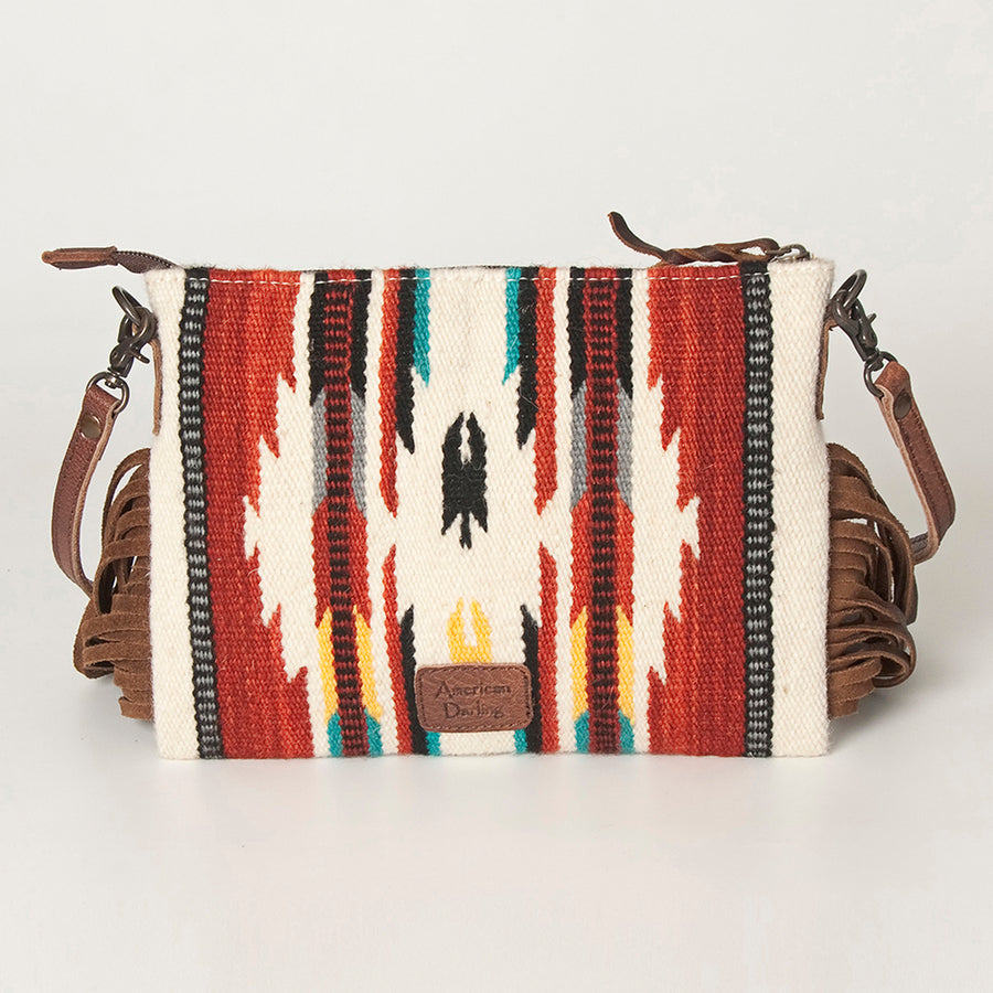 American Darling CrossBody Bag Saddle Blanket Fabric Genuine Leather Western Women Handbag Purse | for Cute Travel