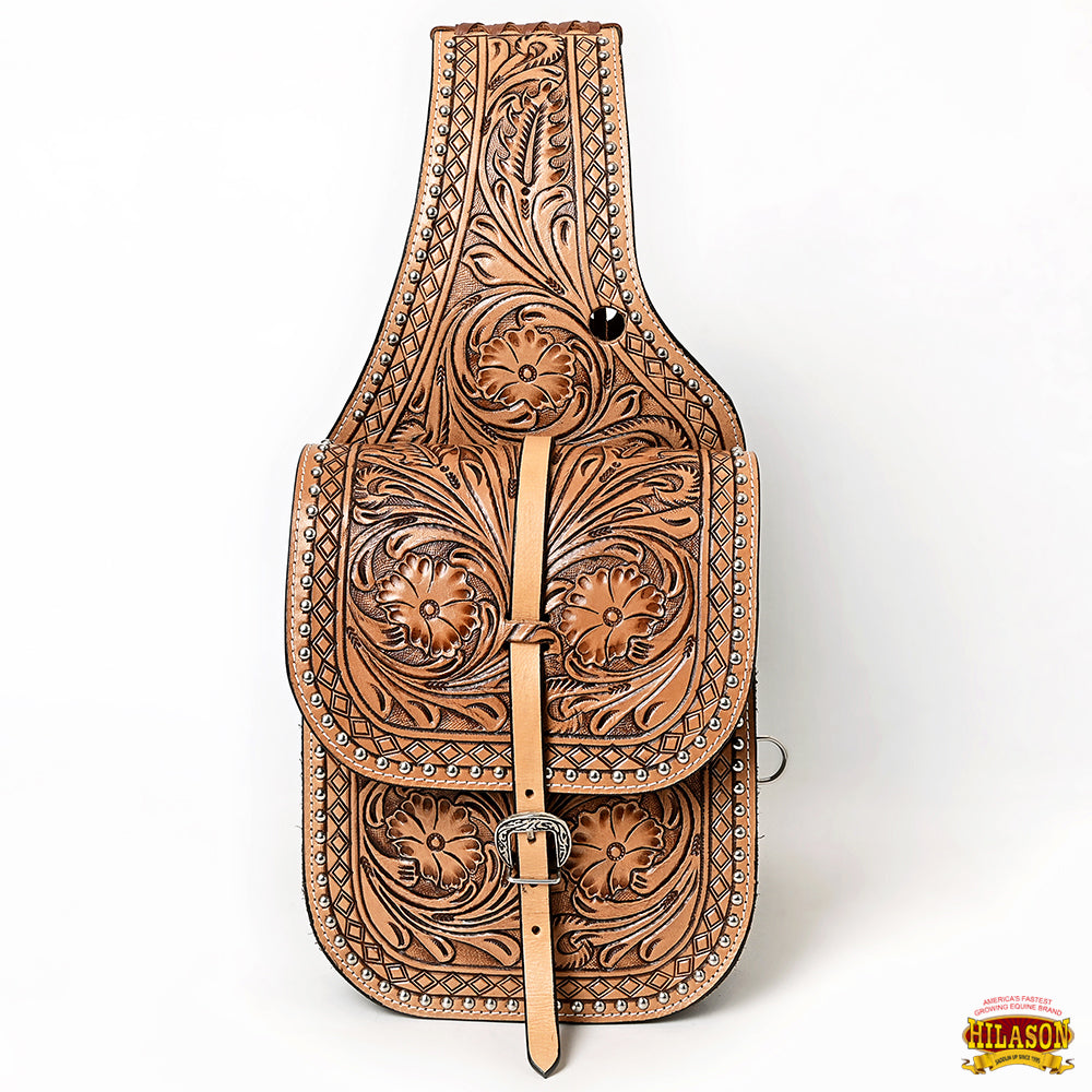 Hilason Floral Western Horse Leather Saddle Bag Heavyduty Traditional Trail Ride