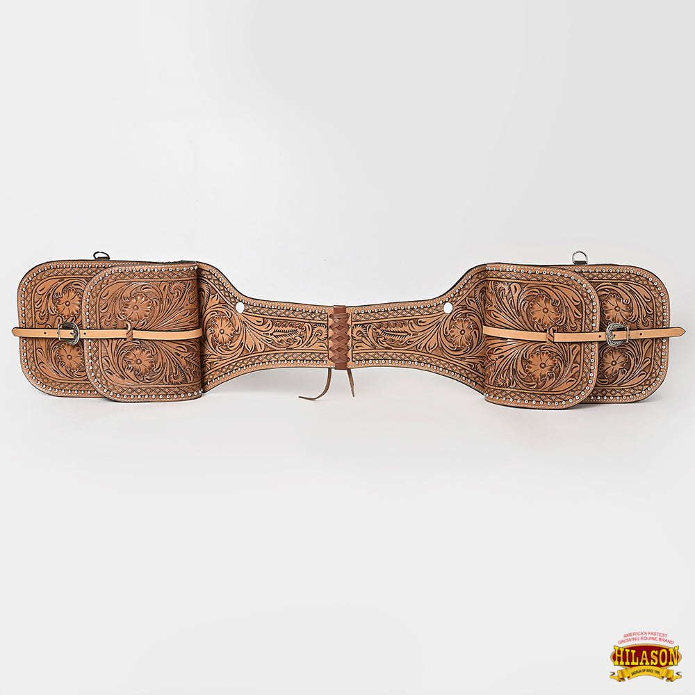 Hilason Floral Western Horse Leather Saddle Bag Heavyduty Traditional Trail Ride