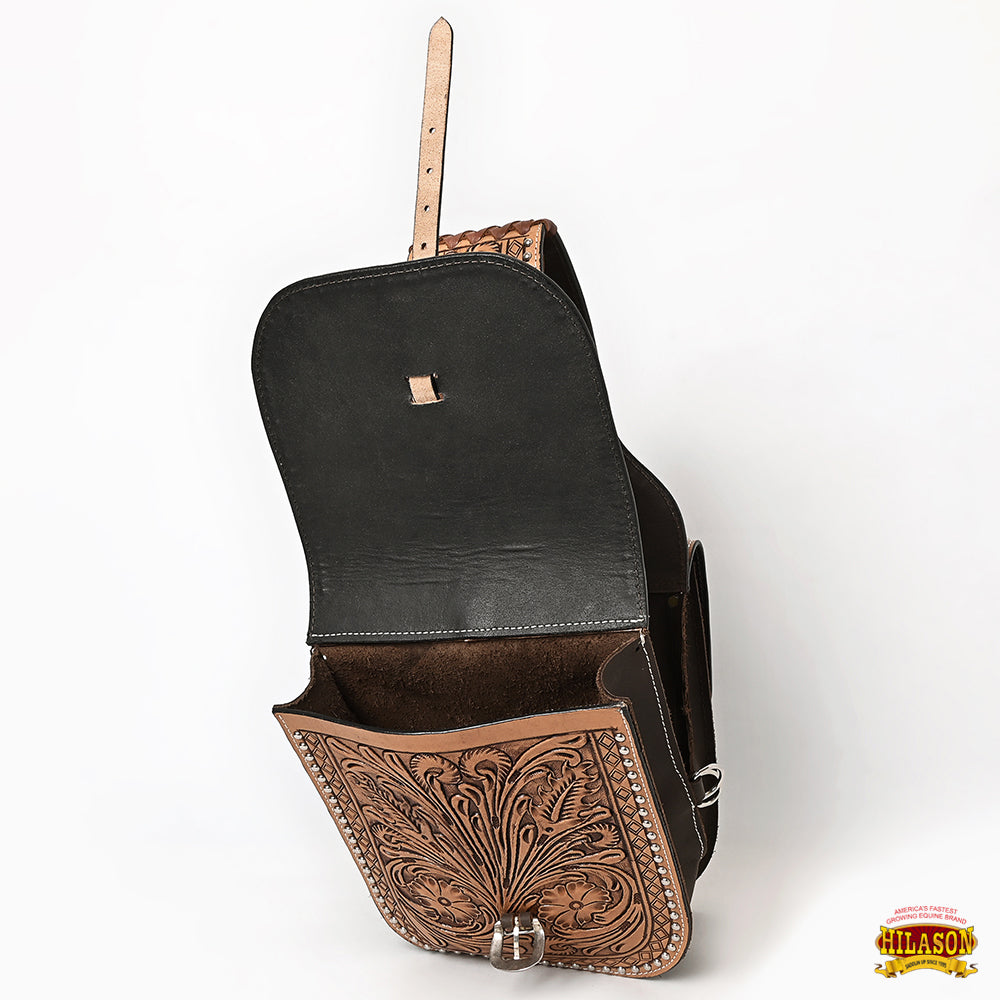 Hilason Floral Western Horse Leather Saddle Bag Heavyduty Traditional Trail Ride