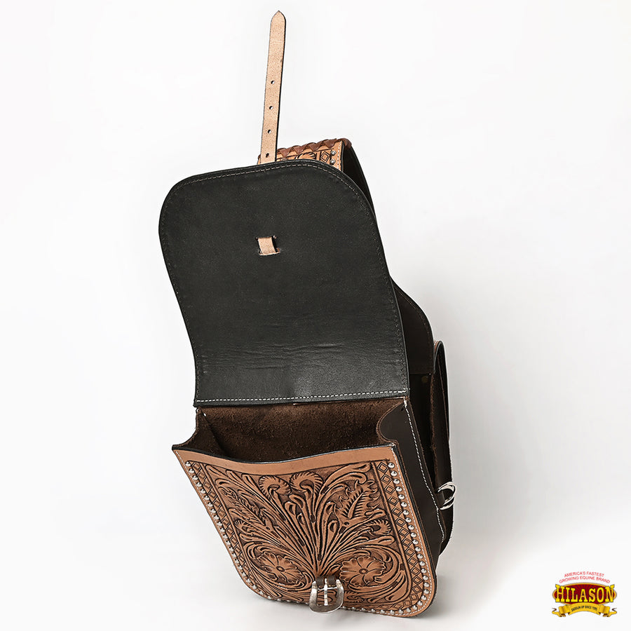 HILASON Soft Leather Horse Saddle Bag Brown | Equestrian Western Adjustable Closure