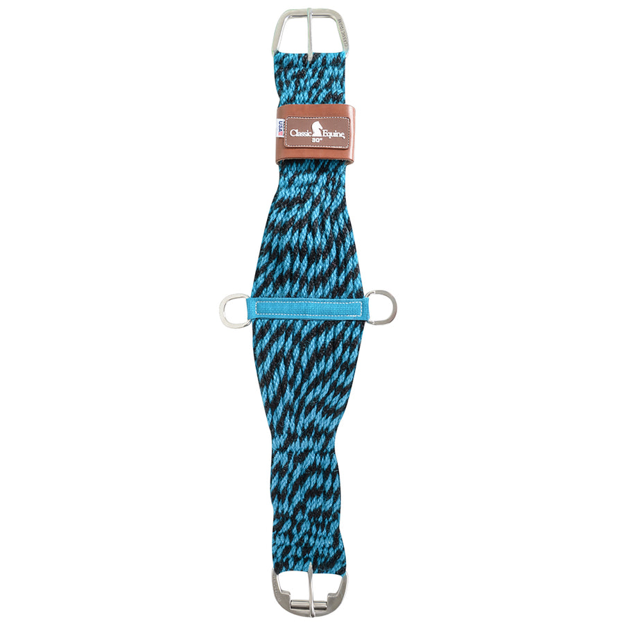 Blue and black patterned girth with silver hardware - Uhorse