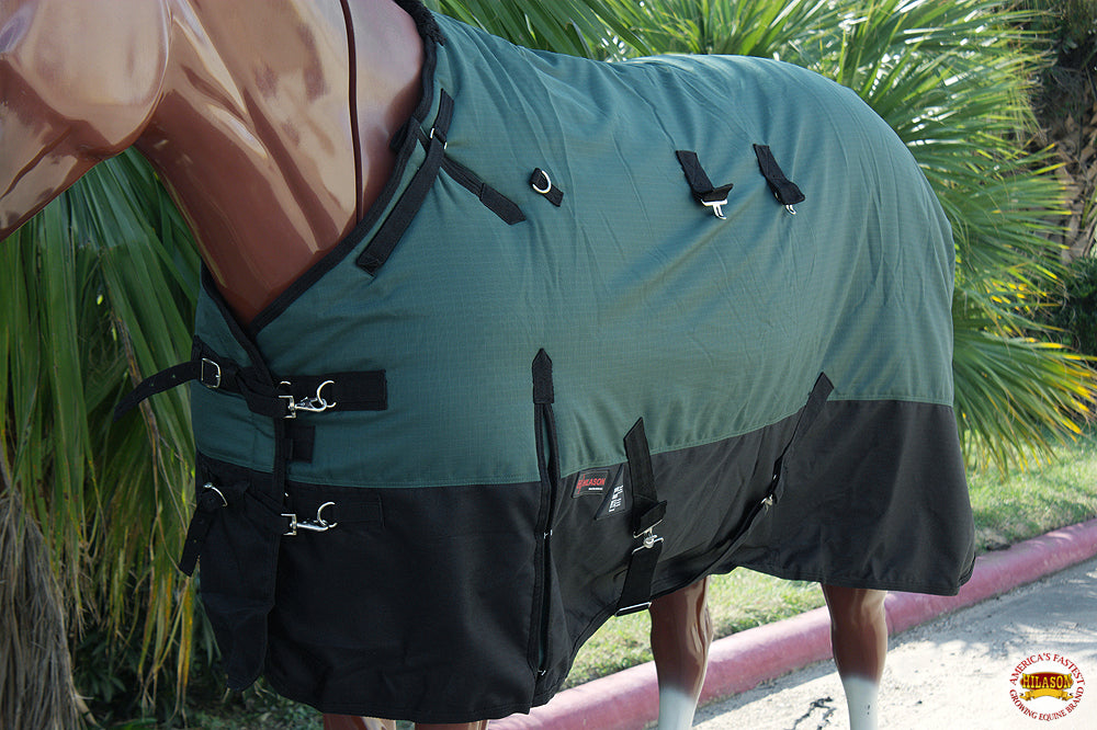 Hilason 1200D Turnout Light Winter Waterproof Rain Sheet Horse Black