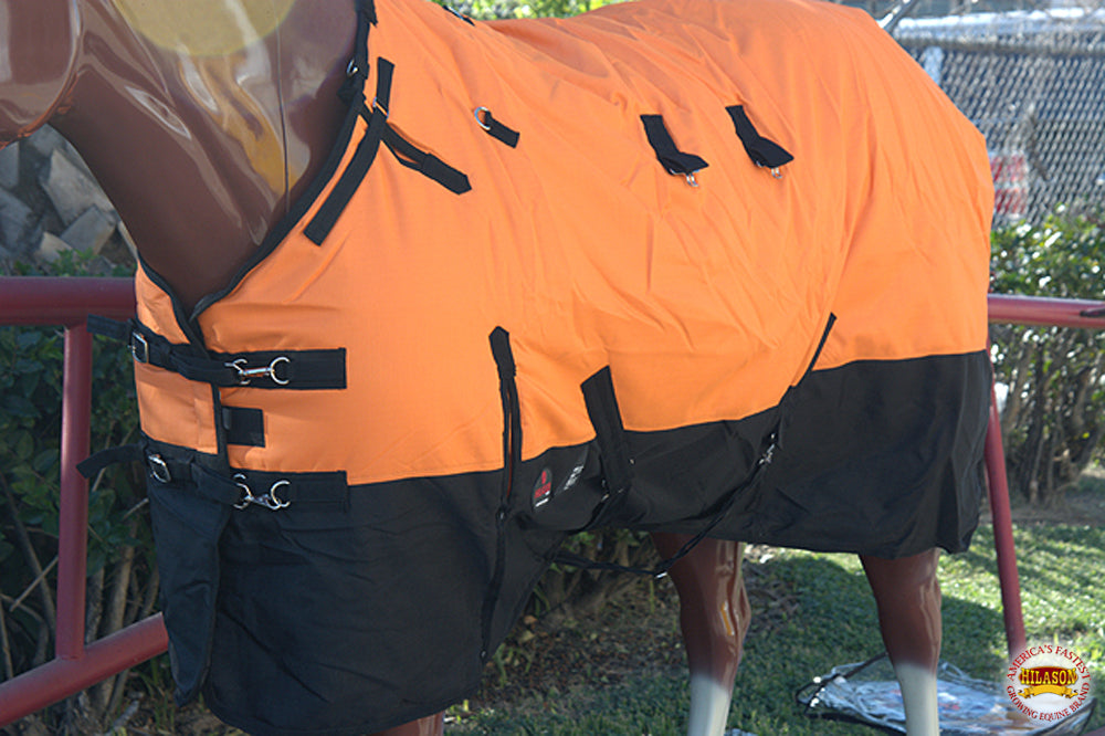 Hilason 1200D Turnout Light Winter Waterproof Rain Sheet Horse Black