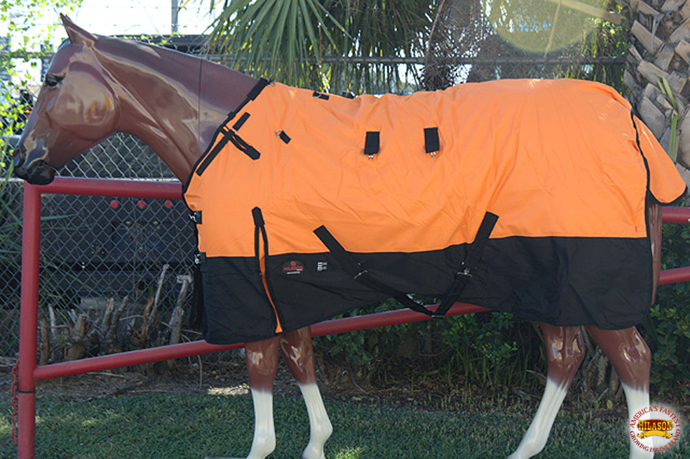 Hilason 1200D Turnout Light Winter Waterproof Rain Sheet Horse Black