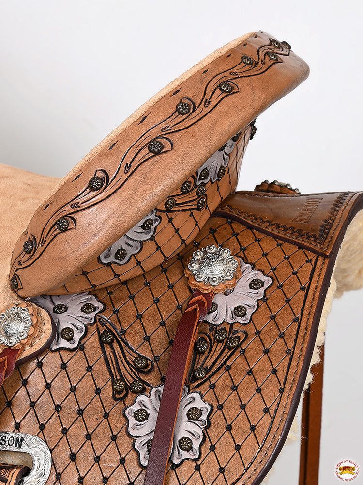 HILASON Flex Tree Western Horse Saddle in American Leather Barrel Trail | for Horses