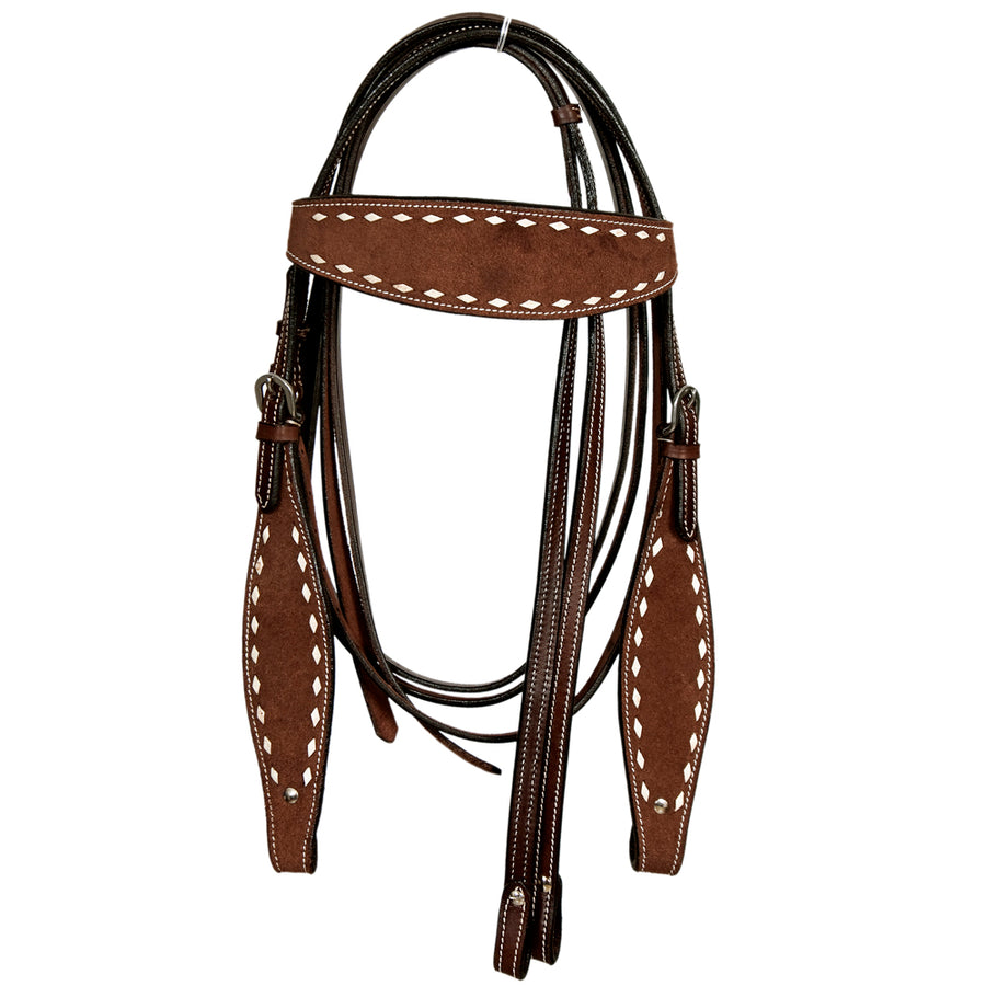 HILASON W. H. Genuine Leather Headstall With Side Buck Stitch Brown ā by Hilason ā Cowboy and equestrian accessories