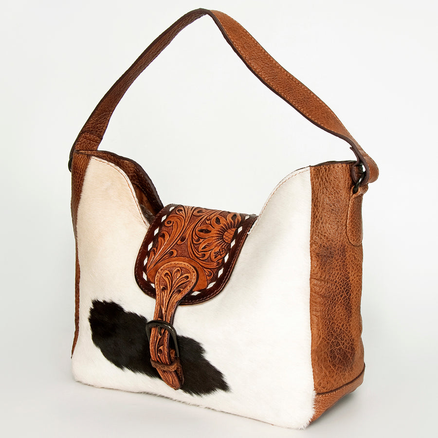 American Darling Tote Hand Tooled Hair On Genuine Leather women bag western handbag purse - Uhorse