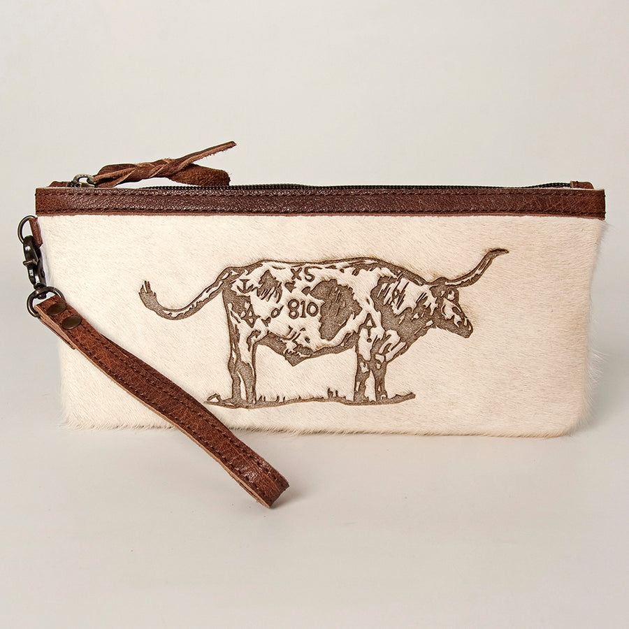 American Darling Wristlet Bag Handcrafted from Floral Embossed Damascus Genuine Leather with YKK Zipper and Wrist Strap