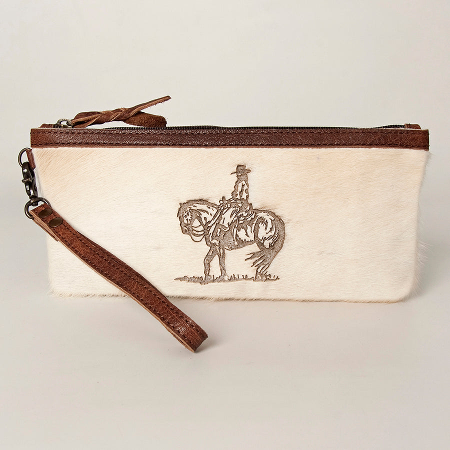 American Darling Wristlet Bag Handcrafted from Floral Embossed Damascus Genuine Leather with YKK Zipper and Wrist Strap