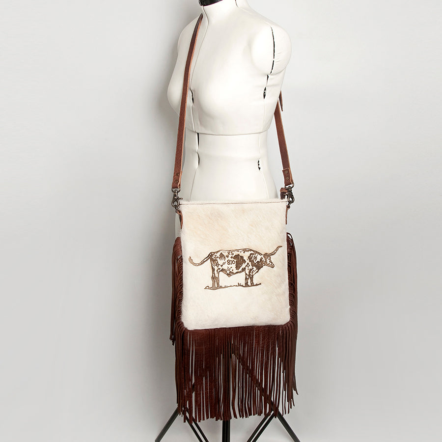 American Darling Messenger Hand Tooled Hair On Genuine Leather Western Women Bag Handbag Purse | Cute