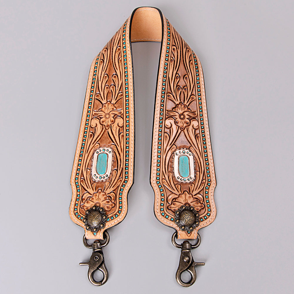 American Darling ADSTF167 Hand Tooled Genuine Leather Crossbody Handle Strap For Bags 28" L x 3" W