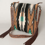 American Darling Messenger Bag Saddle Blanket Fabric Genuine Leather Western Women Handbag Purse | Cute