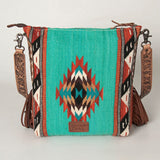 American Darling Messenger Bag Saddle Blanket Fabric Genuine Leather Western Women Handbag Purse | Cute