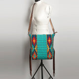 American Darling Messenger Bag Saddle Blanket Fabric Genuine Leather Western Women Handbag Purse | Cute