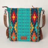 American Darling Messenger Bag Saddle Blanket Fabric Genuine Leather Western Women Handbag Purse | Cute