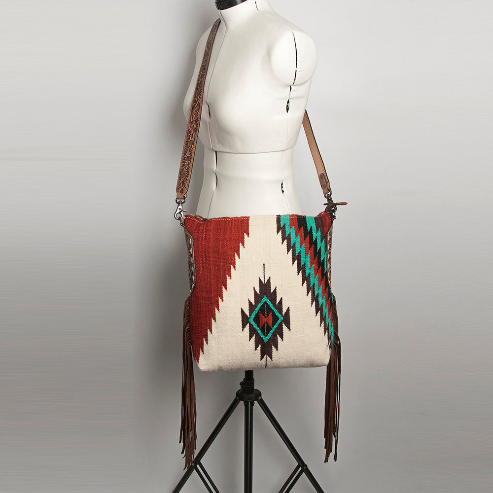 American Darling Messenger Bag Saddle Blanket Fabric Genuine Leather Western Women Handbag Purse | Cute