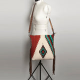 American Darling Messenger Bag Saddle Blanket Fabric Genuine Leather Western Women Handbag Purse | Cute